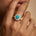 Triple Halo Diamond Oval Cut Paraiba Tourmaline Cocktail Ring - GeumJewels