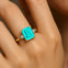 Emerald Cut Paraiba Tourmaline and Diamond Three Stone Ring - GeumJewels