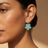 Pear Shaped Paraiba Tourmaline Flower Diamond Leverback Earrings