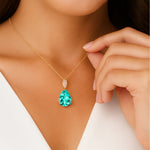 Illussion Set Diamond Pendant with Pear Cut Paraiba Tourmaline - GeumJewels