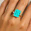 Emerald Shaped Paraiba Tourmaline with 3mm Accent Solitaire Engagement Ring - GeumJewels