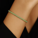 Natural Peridot Tennis Bracelet: 18k Rose Gold, Green Gemstone Jewelry