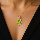 Designer Diamond Loop Pendant with Teardrop Shaped Peridot - GeumJewels