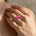 Emerald Cut Pink Sapphire Split Shank Engagement Ring with Diamonds - GeumJewels