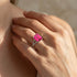 Emerald Cut Pink Sapphire Split Shank Engagement Ring with Diamonds - GeumJewels