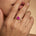 Classic Six Prong Round Solitaire Pink Sapphire Ring with Accent Diamond Band - GeumJewels