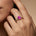 Criss Cross Diamond Ring with Oval Cut Pink Sapphire - GeumJewels
