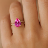Twisted Up Down Band Pear Shaped Pink Sapphire Ring with Accent Diamonds - GeumJewels