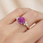 Trio Diamond Engagement Ring with Round Solitaire Pink Sapphire - GeumJewels