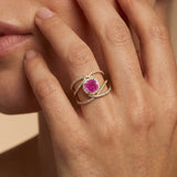 Solitaire Round Pink Sapphire Cocktail Diamond Ring