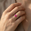 Criss Cross Nature Inspired Diamond Ring  with Round Pink Sapphire - GeumJewels