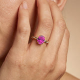 Oval Solitaire Pink Sapphire Ring with Twisted Wire Diamond Band