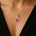 Designer Diamond Loop Pendant with Teardrop Shaped Pink Sapphire - GeumJewels