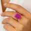 Emerald Cut Pink Sapphire Split Shank Engagement Ring with Diamonds - GeumJewels