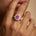Triple Halo Diamond Oval Cut Pink Sapphire Cocktail Ring - GeumJewels