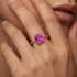 Cushion Cut Pink Sapphire Engagement Ring with Distant Diamond Band - GeumJewels