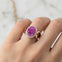 Vintage Love Inspired Oval Pink Sapphire Halo Diamond Engagement Ring - GeumJewels
