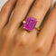 Emerald Shaped Pink Sapphire with 3mm Accent Solitaire Engagement Ring - GeumJewels