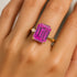 Emerald Shaped Pink Sapphire with 3mm Accent Solitaire Engagement Ring - GeumJewels