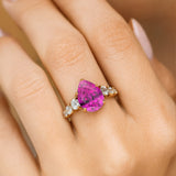 Pear Cut Pink Sapphire with Graduated Diamonds Ring - GeumJewels