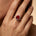 Oval Solitaire Ruby Halo Diamond Engagement Ring - GeumJewels