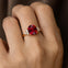 Trio Diamond Engagement Ring with Oval Cut Ruby - GeumJewels