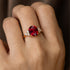 Trio Diamond Engagement Ring with Oval Cut Ruby - GeumJewels