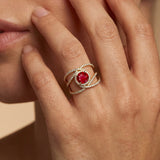 Solitaire Round Ruby Cocktail Diamond Ring