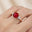 Trio Diamond Engagement Ring with Round Solitaire Ruby - GeumJewels