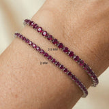 Pulsera de tenis de oro amarillo de 14 quilates con rubí rojo natural, joyas de piedra natal de julio para mujer