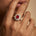 Triple Halo Diamond Oval Cut Ruby Cocktail Ring - GeumJewels