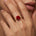 Cushion Cut Ruby Engagement Ring with Distant Diamond Band - GeumJewels