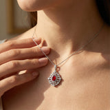 Art Deco Inspired Teardrop Ruby Diamond Pendant