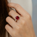 Oval Cut Ruby with Graduated Diamonds Ring - GeumJewels