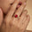 Classic Six Prong Round Solitaire Ruby Ring with Accent Diamond Band - GeumJewels