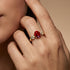 Criss Cross Diamond Ring with Oval Cut Ruby - GeumJewels