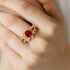 Flower Inspired Ring with Oval Shaped Ruby and Accent Diamonds - GeumJewels