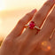Oval Solitaire Ruby with Accent Diamonds Engagement Ring - GeumJewels