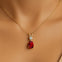 Ruby Teardrop Pendant with Solitaire Diamond - GeumJewels