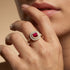 Double Halo Diamond Cushion Cut Ruby Ring - GeumJewels