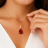 Illussion Set Diamond Pendant with Pear Cut Ruby - GeumJewels