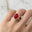 Vintage Love Inspired Oval Ruby Halo Diamond Engagement Ring - GeumJewels