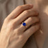 Criss Cross Nature Inspired Diamond Ring with Round Blue Sapphire - GeumJewels