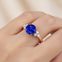 Trio Diamond Engagement Ring with Round Solitaire Blue Sapphire - GeumJewels