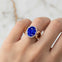 Vintage Love Inspired Oval Blue Sapphire Halo Diamond Engagement Ring - GeumJewels