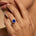 Elongated Cushion Halo Set Blue Sapphire Engagement Ring with Diamond Band - GeumJewels