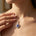 Art Deco Inspired Teardrop Blue Sapphire Diamond Pendant - GeumJewels