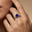 Criss Cross Diamond Ring with Oval Cut Blue Sapphire - GeumJewels