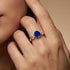 Criss Cross Diamond Ring with Oval Cut Blue Sapphire - GeumJewels