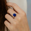 Oval Cut Blue Sapphire with Graduated Diamonds Ring - GeumJewels